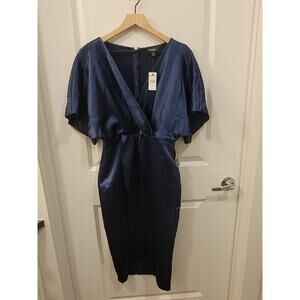 Express Kimono Sleeve Blue Midi Dress